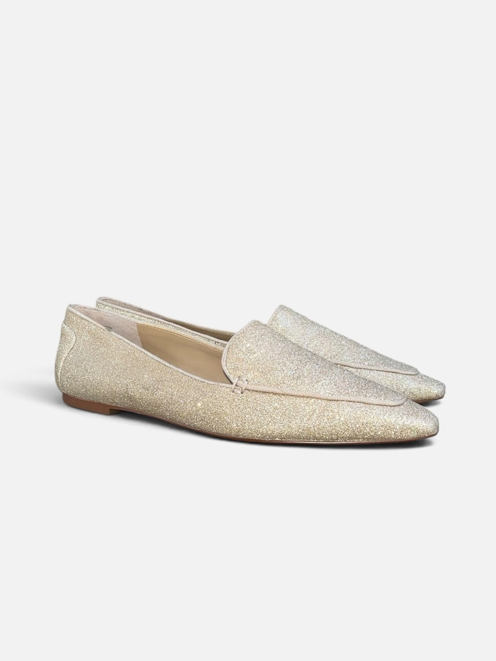 Ann Taylor Nip Toe Glitter Loafer Flat in Gold Women's Size 7.5